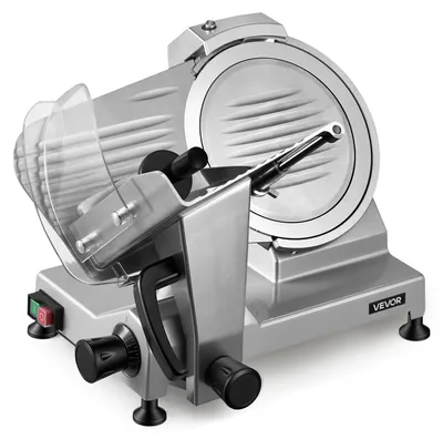 Produktbild von VEVOR Elektrische Aufschnittmaschine 250 mm Klinge, 240 W Allesschneider Fleischschneidemaschine mit Integriertem Schärfer und 0-12 mm Einstellbarer Schnittstärke, für Gefrorenes Fleisch Schinken