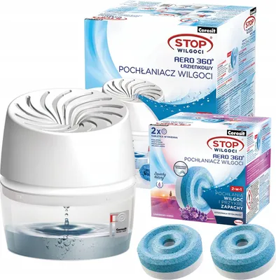 Zdjęcie produktu dla Osuszacz powietrza Ceresit Aero 360 Lavender 2x450g zestaw wkładów bezgłośnych