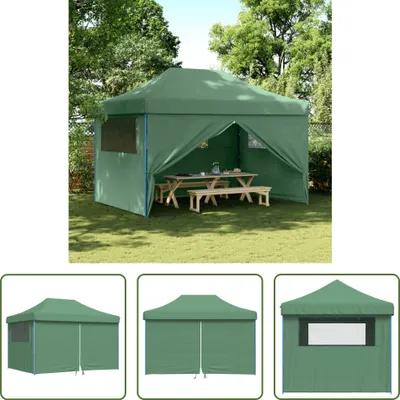 Image de The Living Store Tente de réception Pop-Up pliante avec 4 panneaux latéraux Vert