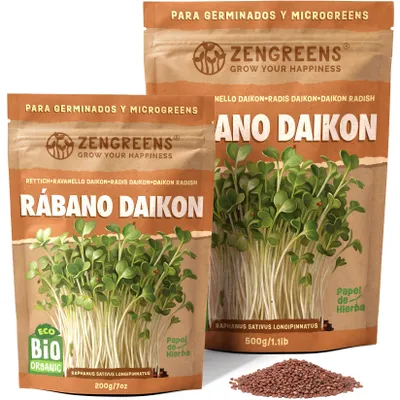 Imagen del producto de ZenGreens® Semillas Eco para Germinar Rábano Daikon 500 g – Brotes y Microgreens