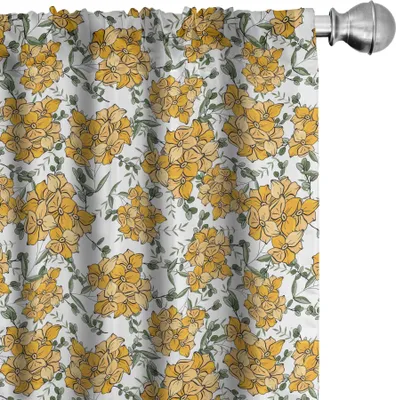 Produktbild von ABAKUHAUS Blumen Vorhänge, Gardinen, Computergrafik Arrangements mit Blättern, 2 Stück 75 x 245 cm, Blasses Orange und Weiß