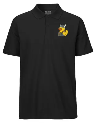 Produktbild von Huuraa Herren Polo Shirt Quietscheente Wikinger Gummiente Viking XXL Black Bio Baumwolle Fairtrade Poloshirt Geschenkidee