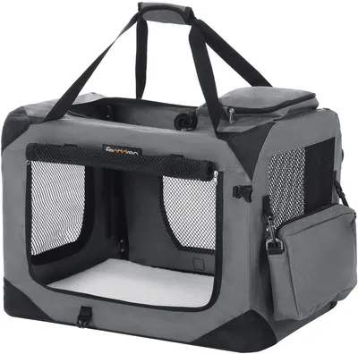 Produktbild von FEANDREA Hundebox, Hundetasche, faltbar, 70 x 52 x 52 cm, grau PDC70GY