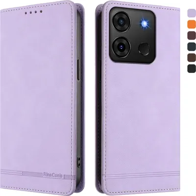 Immagine prodotto di Custodia per Infinix Smart 7 HD/Smart 7 Plus, custodia retro in Finto cuoio con supporto e slot per carte di credito Viola