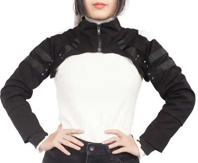 Produktbild von Stampunk Damen Bolero Jacke mit hohem Kragen | Schwarz | Größe: L