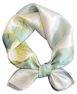 Image de Écharpe en soie pour femmes, foulard carré, 53 x 53 cm
