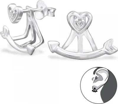 Produktbild von Doppel Ohrstecker Silber: Dangle Ear Jacket Cuff „Amors Pfeil“