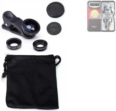 Produktbild von K-S-Trade Smartphone Kamera Linsen Set Kompatibel mit FOSSiBOT F109 3in1 Clip-On Kamera Adapter Macro Weitwinkel FishEye Fischauge Objektiv Linse