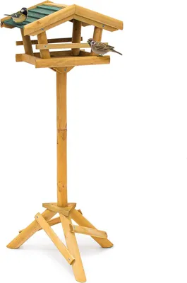 Produktbild von Vogelvoederhaus auf Fuß 100 x 37 x 43 cm - stehendes Vogelhaus aus Holz für Gartenvögel - natürliche Gartendekoration Vogelhaus auf Pfahl