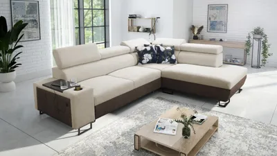 Produktbild von Kaiser Möbel Modernes Luxus-Ecksofa mit Schlaffunktion MELODY VII Tauro/Freya Braun/Beige Rechts