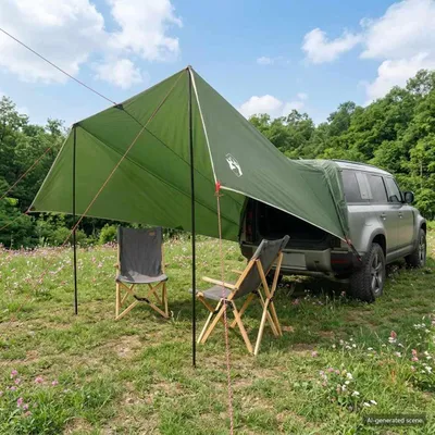 Obrázok produktu pre Markíza na vozidlo, zelená, 518 x 580 x 215 cm, materiál: polyester a oceľ