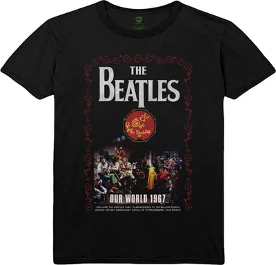 Image de The Beatles - "Our World 1967" T-shirt homme/femme unie RO4864 (XL) (Noir)