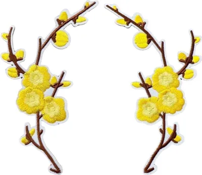 Produktbild von Blüten-Blumen-Gelb-Emblem-Patch-Set zum Aufbügeln