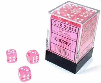 Zdjęcie produktu dla Chessex W6x36 Würfelset Translucent Pink/Weiß