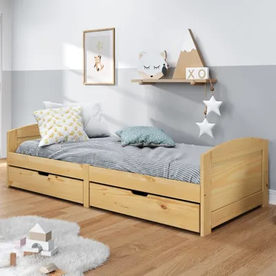 Produktbild von The Living Store Tagesbett mit 2 Schubladen IRUN 90x200 cm Massivholz Kiefer