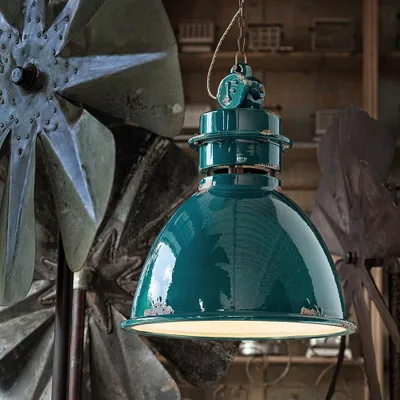 Zdjęcie produktu dla Ceramiczna lampa wisząca Ferroluce Industrial Blue Round