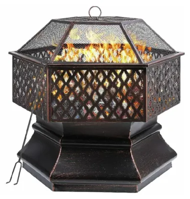 Produktbild von Feuerkorb - Terrassenofen - Grill - Lagerfeuerkorb - Sechseckig - Hitzebeständiger Stahl