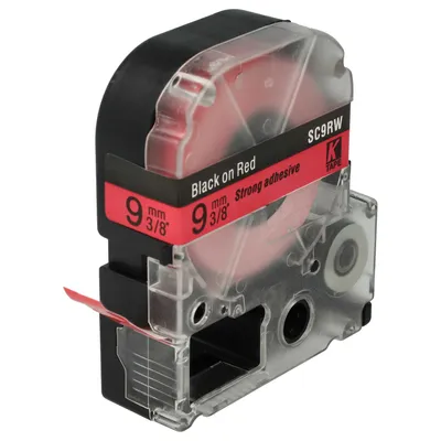 Produktbild von vhbw Schriftband-Kassette Ersatz für Epson LC-3YRN für Etiketten-Drucker 8m x 9mm Schwarz auf Rot