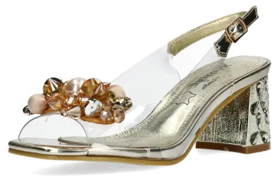Produktbild von Misstyl by Laura Vita Damen Sandalette Schmucksteine Slingback MARLENE 12, Größe:39 EU, Farbe:Gold