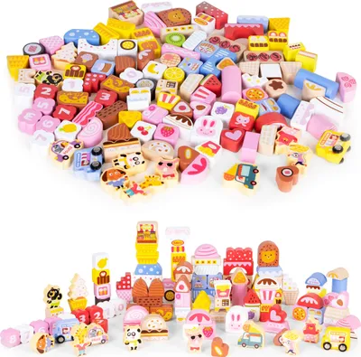 Obrázok produktu pre Sada vzdelávacích drevených kociek - Candy city 116 ks.