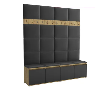 Produktbild von Garderobe LUTON 2 ARTISAN BLACK 16 – Farbe: schwarz, moderner Schrank 40x200x213 cm, funktionale Lösung für den Flur, Garderobeschrank, Flurmöbel