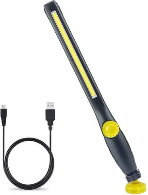 Obrázok produktu pre Nabíjateľná LED pracovná lampa s magnetom a USB, žltá, otočná