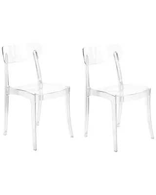 Zdjęcie produktu dla BELIANI Zestaw 2 krzeseł obiadowych przezroczyste plastikowe owalne oparcie jadalniane nowoczesny design