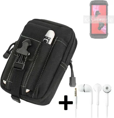Produktbild von K-S-Trade Gürteltache + Kopfhörer kompatibel mit Ulefone Armor 15 Gürtel Tasche Holster Schutz Hülle Handy Hülle  schwarz inkl. Extrafächer