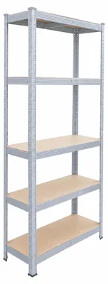 Produktbild von Relaxdays Schwerlastregal, HxBxT: 180 x 75 x 30 cm, 875 kg, 5 Ebenen, Lagerregal Keller, zum Stecken, grau/braun