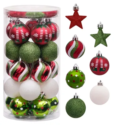Weihnachtskugeln 35er-Set, 4 cm, Kunststoff, rot/grün/weiß