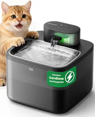 Produktbild von Oneisall - 2.2L Kabelloser Katzenbrunnen Edelstahl mit Bewegungsmelder Katze