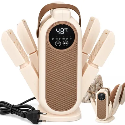 Produktbild von Schuhtrockner Schuhtrockner Elektrisch Schuhwärmer 4 Plätze faltbar mit Timer Display Touchbedienung 150 W Beige