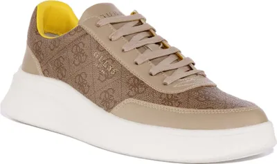 Produktbild von Guess Dolo Herren Schnürung Kunstleder Turnschuhe Beige – 11 UK - 45 EU - 12 US / Beige