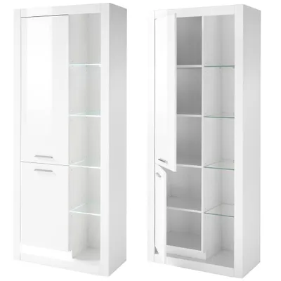Produktbild von Vitrinenschrank Mailand-61 in Hochglanz Weiß - B/H/T: ca. 80/195/37 cm