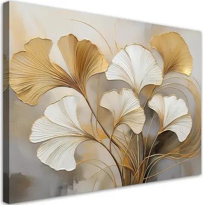 Immagine prodotto di Quadro su tela Foglie Botaniche Beige 100x70 Feeby Beige quadro per la parete pronto da appendere