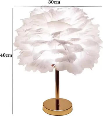 Image de Feather LED Table Lamp with Push Button Subdued Light Decorative Gold Desk Bed Night Light