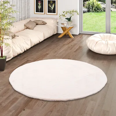 Produktbild von Luxus Super Soft Fellteppich Plush Creme Rund, Größe:160 cm Rund
