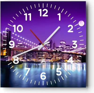 Produktbild von Wanduhr - Quadrat - Glasuhr - Amerika wohnung architektur - 40x40cm - Schleichendes Uhrwerk - Lautlos - zum Aufhängen bereit - Dekoration Modern - Wanddekoration aus Glas - C4AC40x40-2443