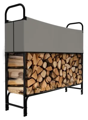 Produktbild von GARMIO® Kaminholzregal Metall Brennholzregal Kaminholzunterstand mit Abdeckung Stapelhilfe pulverbeschichtet 130x30x117cm