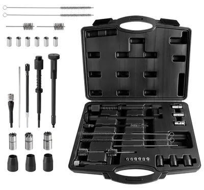 Productafbeelding van 21 stuks injectorreinigingsset, injectorzitting en schachtreinigingsset injectorfrees, injectorreiniger, borstel, injectorgereedschap, injectorreinige