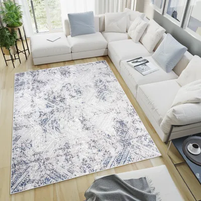 Image de Tapis SKY Moderne Crème Gris Bleu Salon ÖKO-TEX 80 x 150 cm