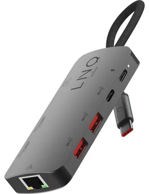 Produktbild von LINQ 8in1 Pro Studio USB-C 10Gbps Multiport Hub with PD, 8K HDMI and 2.5Gbe Ethernet, Kabelgebunden, USB 3.2 Gen 2 (3.1 Gen 2) Type-C, 100 W, 100,1000,2500 Mbit/s, Schwarz, 8K Ultra HD