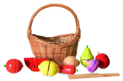 Produktbild von Egmont Toys Geschnittenes Gemüse und Obst im Korb inkl. Messer 8-teilig 18x10x23 cm