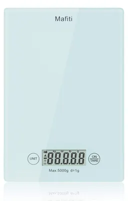 Digitale Küchenwaage, 1 g / 5 kg, LCD, Tara-Funktion, Glas