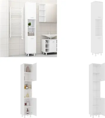 Zdjęcie produktu dla vidaXL Szafka łazienkowa biała 30x30x179 cm Materiał drewnopochodny - Szafka łazienkowa - Szafki łazienkowe - Szafka - Szafki
