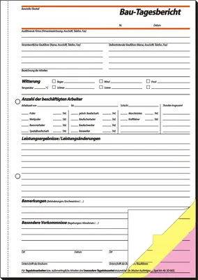 Produktbild von Bautagebuch A4 3x40 Blatt selbstdurchschreibend Packung mit 5 Stück