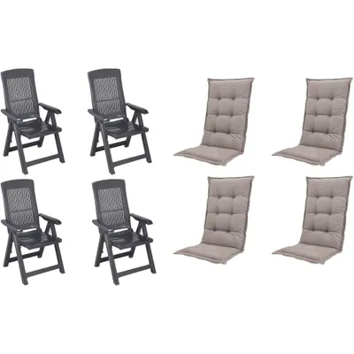 Produktbild von Progarden Klappsessel Tampa mit Auflage 4er Set anthrazit / taupe