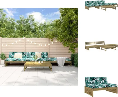 Produktbild von vidaXL 4-tlg. Garten-Lounge-Set mit Kissen Kiefernholz Imprägniert -  Gartenmöbel-Sets