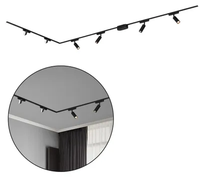 Immagine prodotto di Sistema a binario Briloner Luxtrail, 4x faretti LED, 2x tracklight LED, forma a L