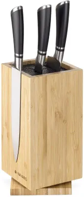 Produktbild von Famanu Messerblock drehbar aus hochwertigem Bambus - 25 x 12,5 x 12,5 cm